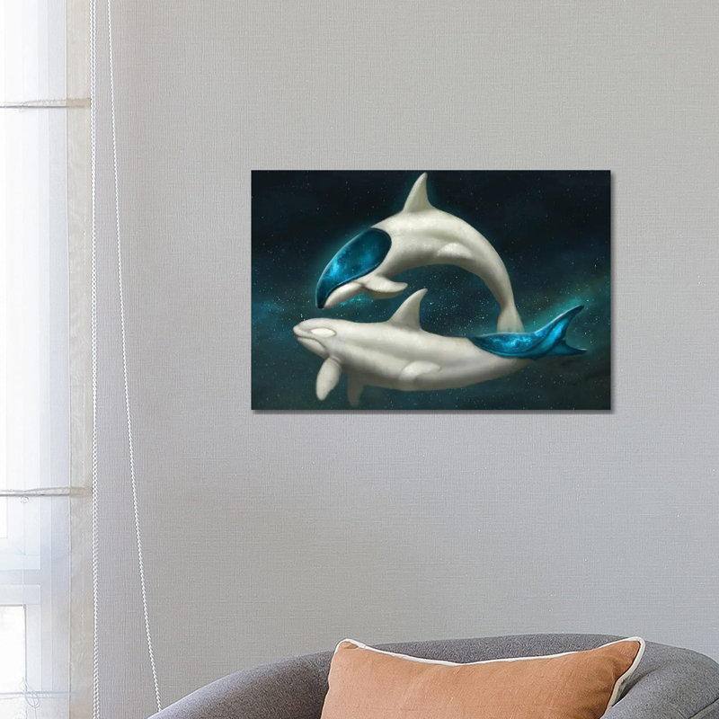 Galaxy Whales by Jade Merien - Wrapped Canvas Gallery-Wrapped Canvas Giclée, 66.04 cm H x 45.72 cm W x 3.175 cm D