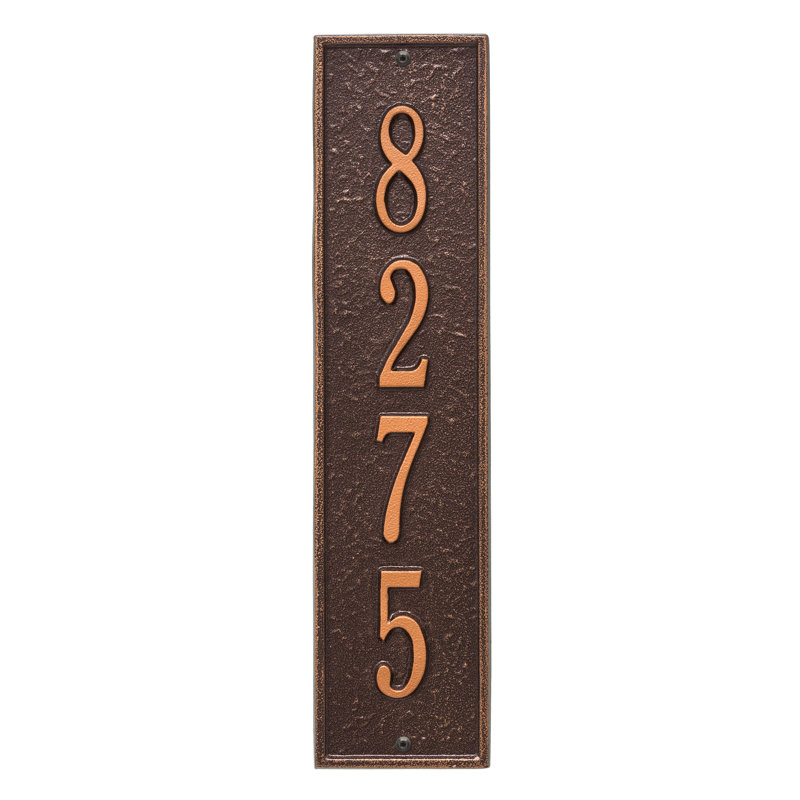 Plaque d'adresse murale personnalisée sur 4 lignes Delaware, Cuivre antique