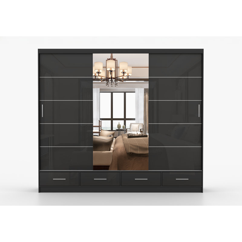 Manufactured Wood Wardrobe, Black