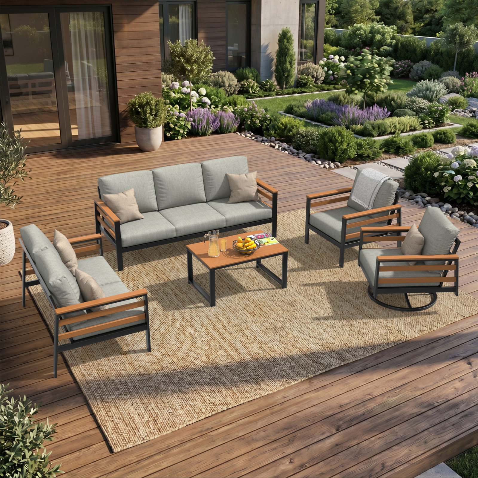 Townsend 7-Person Sunbrella® Patio Seating Group, Canvas Granite