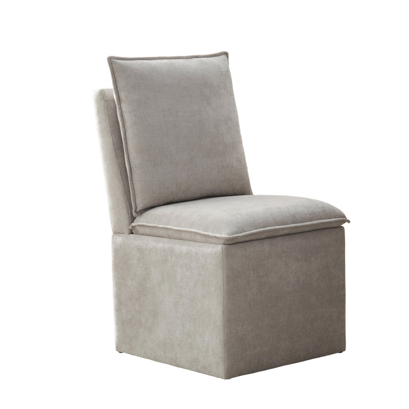 Modern Fabric Upholstered Storage Side Chairs with Casters for Living Room, Gray