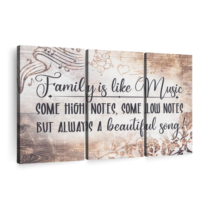 Family Is Like Music - 3 images sur toile tendue, H 14 po x l 23 po x P 1 po