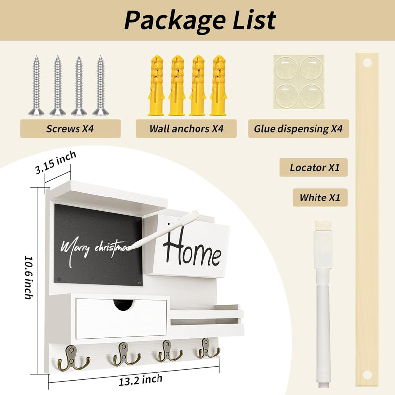Farmhouse Wall Keychain With Mail Organizer