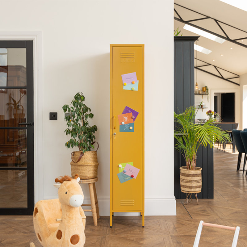 Oberdan 1 -Door 4 -Shelf Storage Cabinet, Mustard