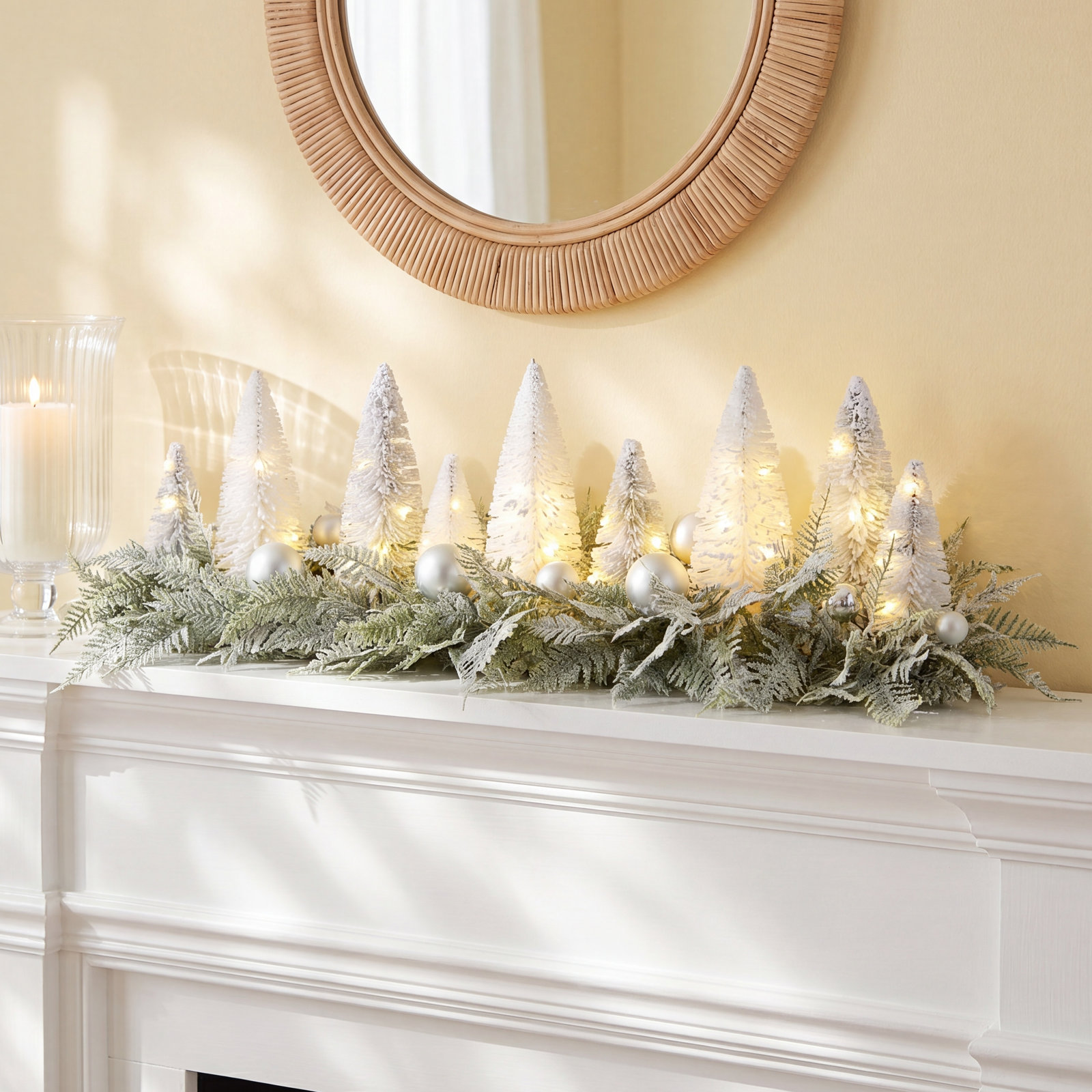 Lighted Bottlebrush Tabletop Tree Centerpiece