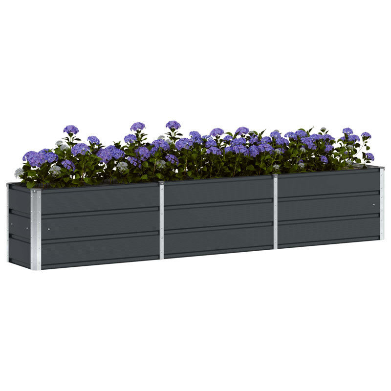Planter Anthracite Steel 94.49 x 15.75 x 17.72 in Long Outdoor Garden Planter, Anthracite, 15.75" H x 94.4" W x 17.72" D