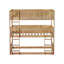 Lit simple superposé en bois d'hévéa simple, avec échelles, lit superposé détachable de garde-corps, simple au-dessus de simple au-dessus de simple-1142331616