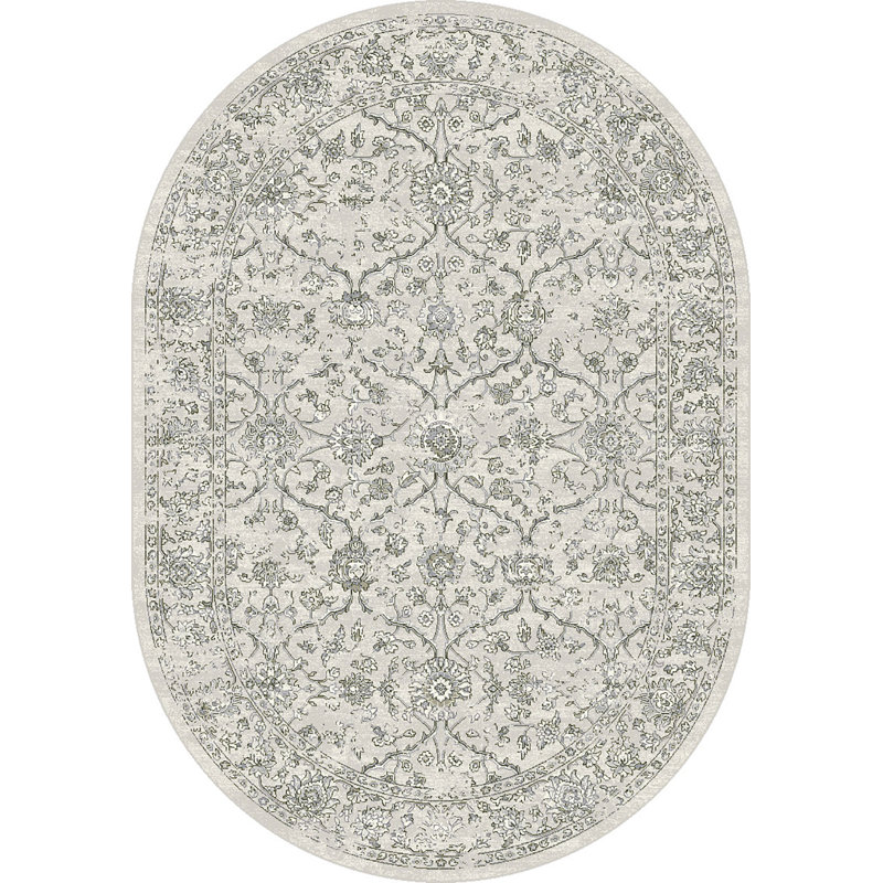Tapis oriental argenté / gris Attell, Ovale 6 pi 7 po x 9 pi 6 po