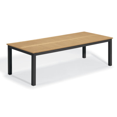 Travira Rectangular Wood Metal Outdoor Dining Table With Umbrella Hole , 42'' in. W 103.25'' in. D