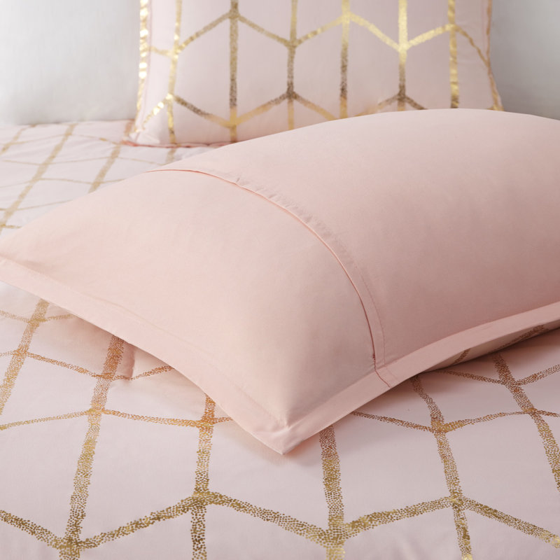 Blush and Gold Microfiber Full Bedspread Set
