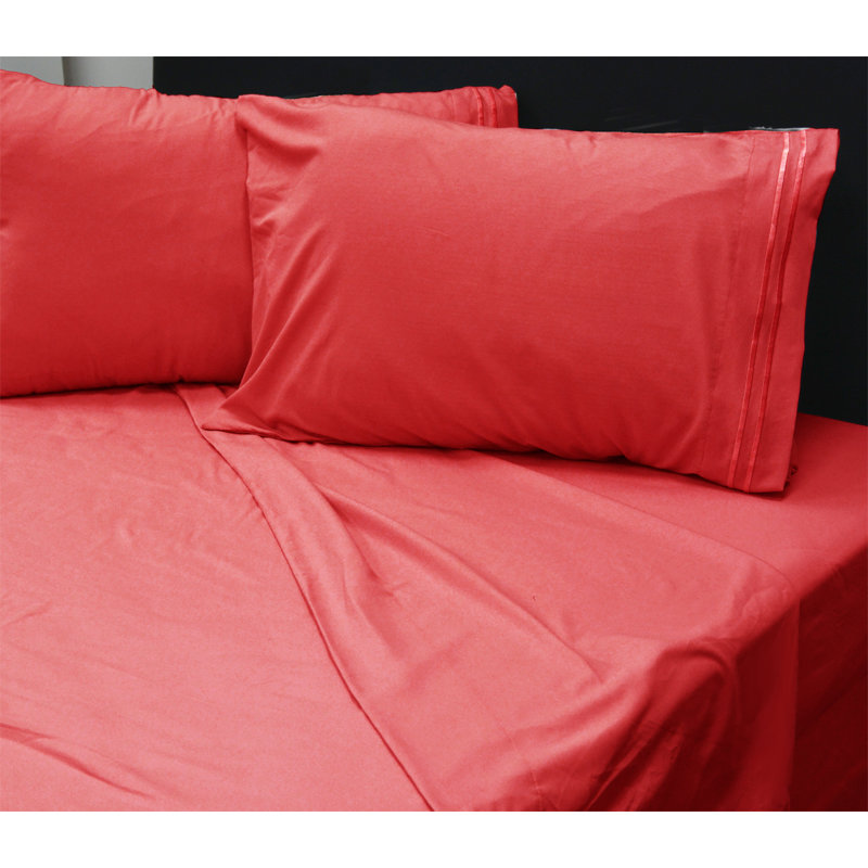 Bamboo Softness Microfiber Sheet Set, Red, Queen