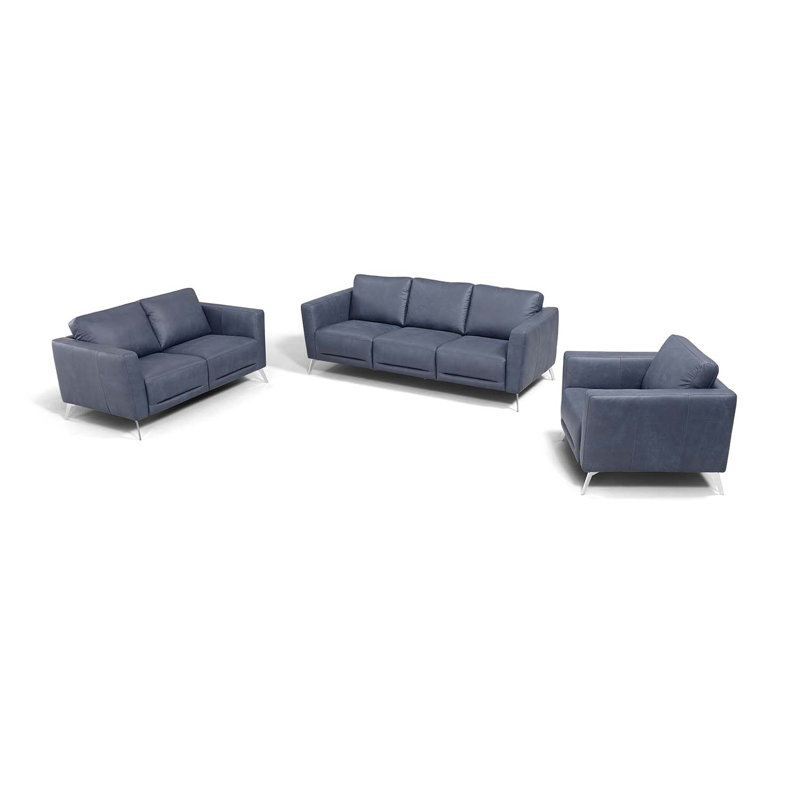 Causeuse à accoudoirs carrés en cuir véritable 62 po Arosh