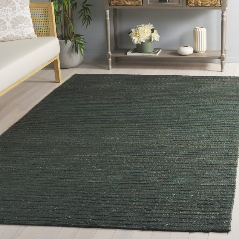Tapis tissé à plat à la main de couleur sauge / naturel Doleman, Rectangle de 5 pi x 8 pi