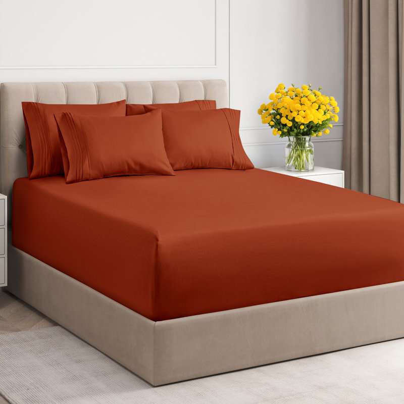 6 Piece Extra Deep Pocket Sheet Set, Cooling & Breathable Bed Sheets, Soft Hotel Luxury Bedding, Fits 18–24 Inch Mattress