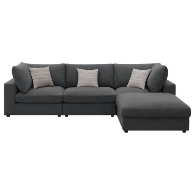 Rhette Charcoal 4Piece Upholstered Sectional With Ottoman