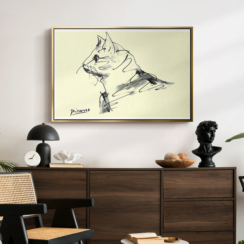Chat (Le Chat), c. 1960 - Pablo Picasso, toile tendue avec châssis, 24 po x 36 po, Doré