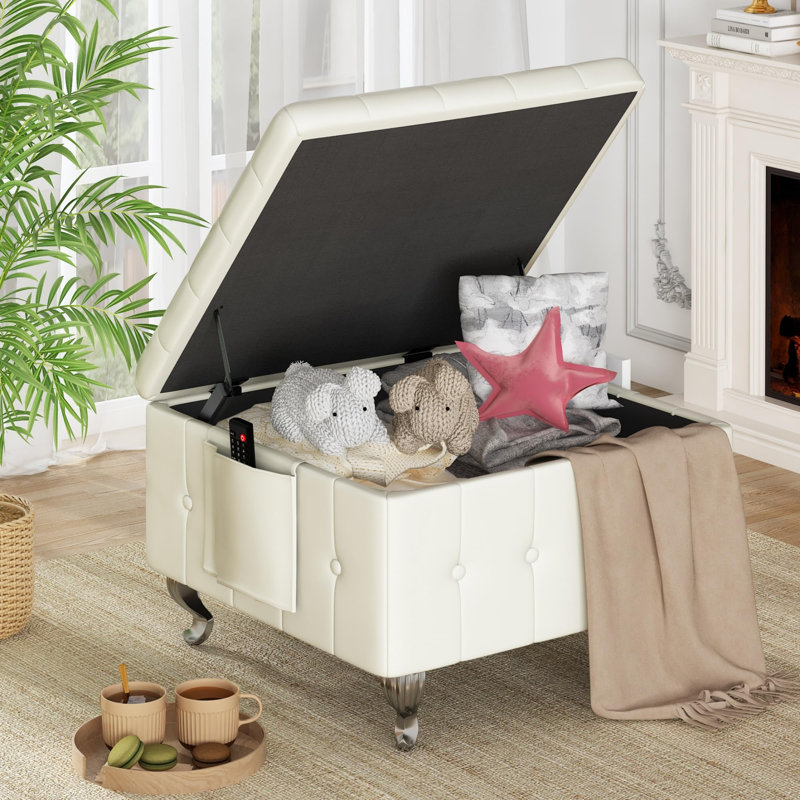 Repose-pieds moderne avec rangement en similicuir