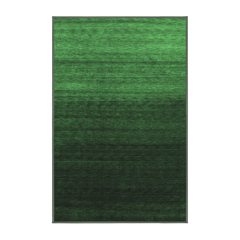 Tapis contemporains vert émeraude lavable à la machine 1787, Rectangle 2 pi x 3 pi