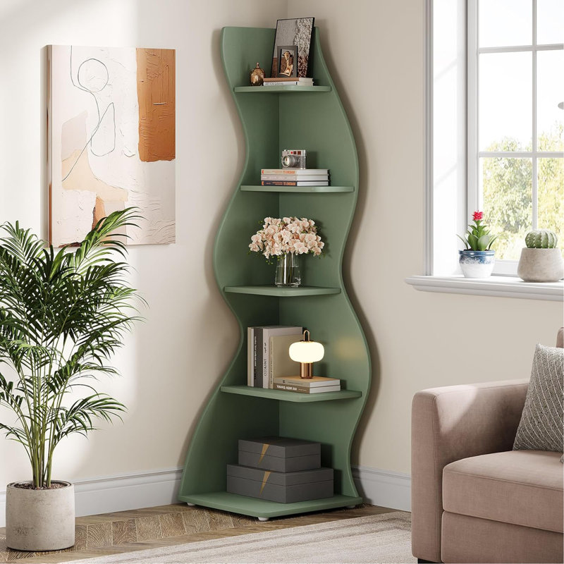 Étagère d'angle et support pour plante à 5 niveaux 69,8 po, H 70,08 po x l 18,9 po x P 18,9 po, Vert
