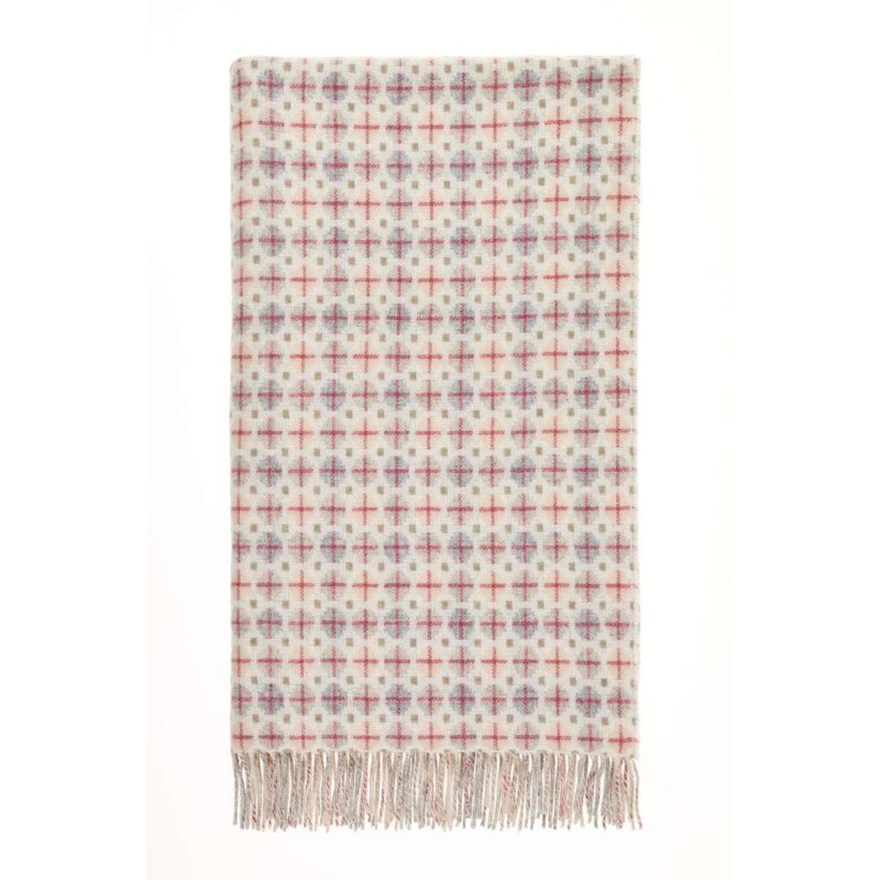 Jeté tissé en laine d'agneau Merino, Beige / abstrait