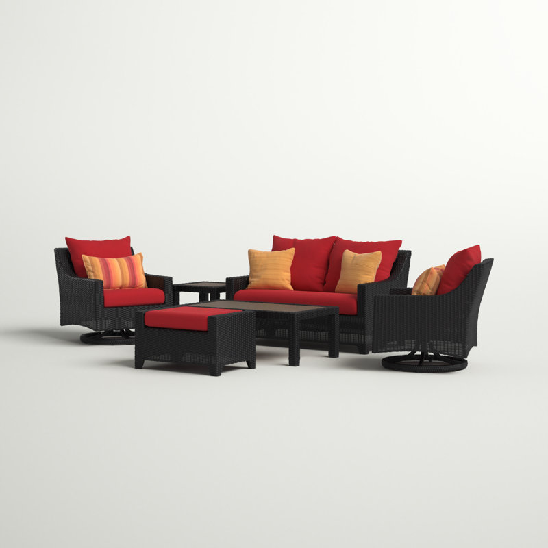 Ensemble de conversation avec canapé Sunbrella Fionnula, Toile Sunbrella® rouge Jockey