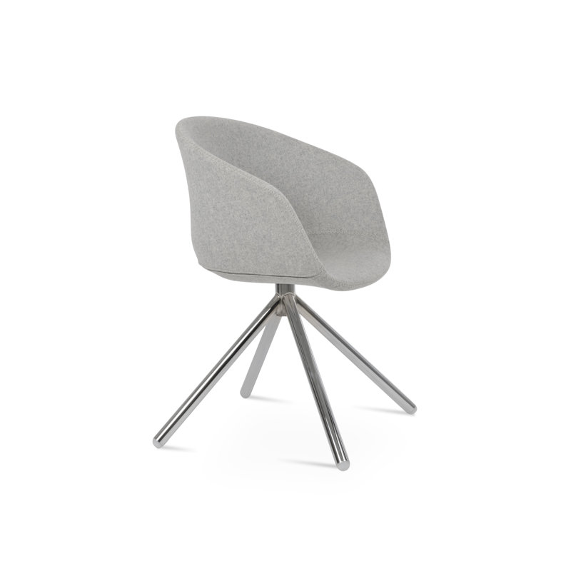 Tribeca Stick Swivel Arm Chair, Chrome, Dark Gray