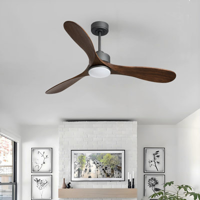 Ventilateur de plafond moderne 52 po avec 3 pales, lumière DEL, moteur à courant continu réversible et contrôle Wi-Fi intelligent