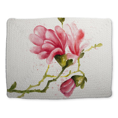 Pink Magnolia Floral Braided Placemat | Botanical Home Decor