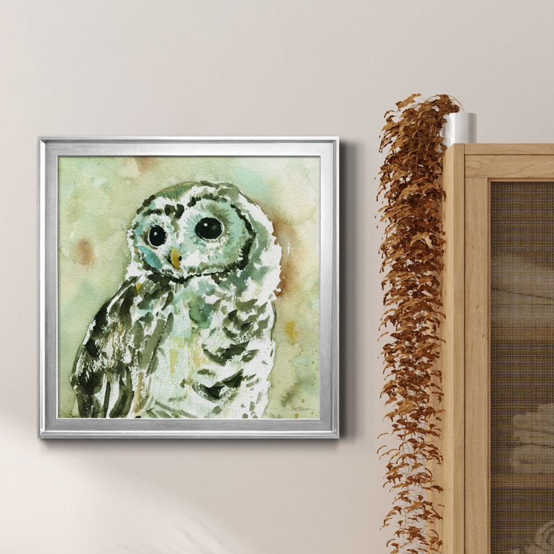 Woodland Owl - Reproduction d'art sur toile encadrée, Encadrement argenté, H 22,5 po x l 22,5 po x P 1,5 po