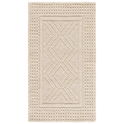 Connellsville Hand Woven Wool/Cotton Geometric Rug in Ivory