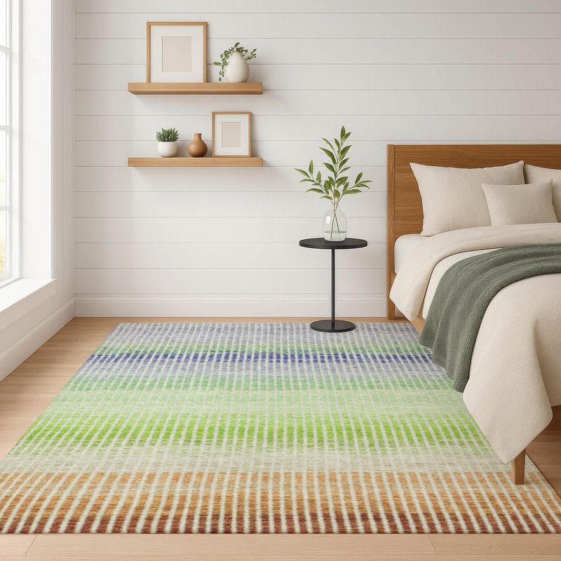Premium Machine Washable Mayfield AMF2313 Stripes Rug, 3' x 5', Orange