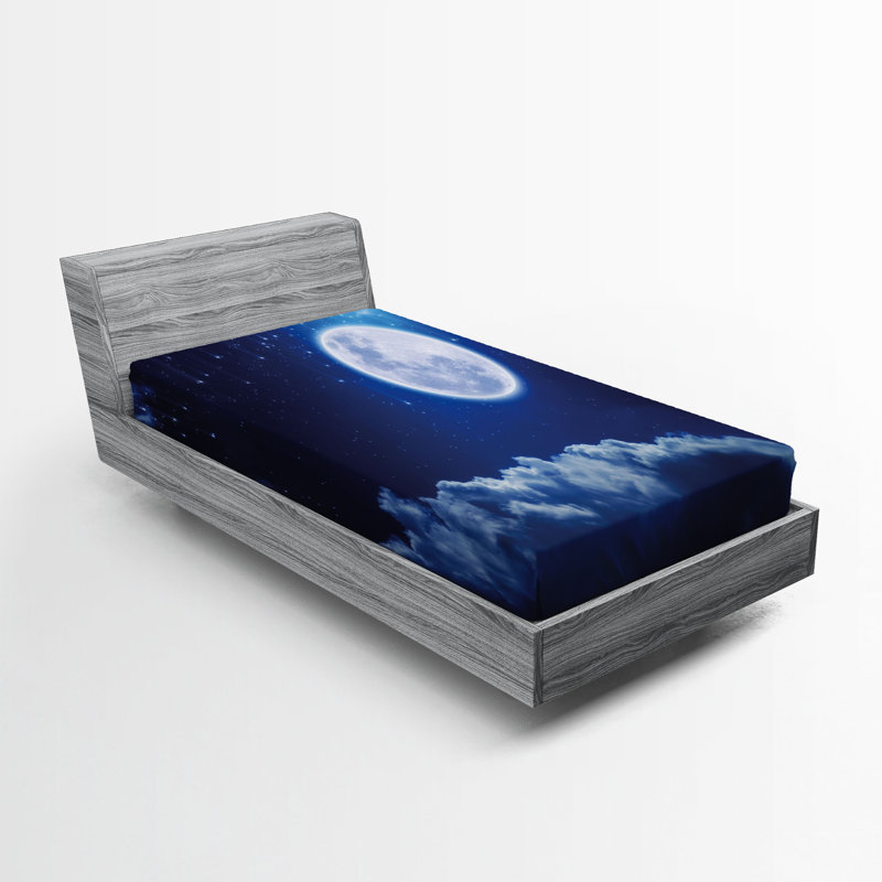 Ensemble de 2 draps-housse Ambesonne Moon Full Moon, Drap-housse de taille simple
