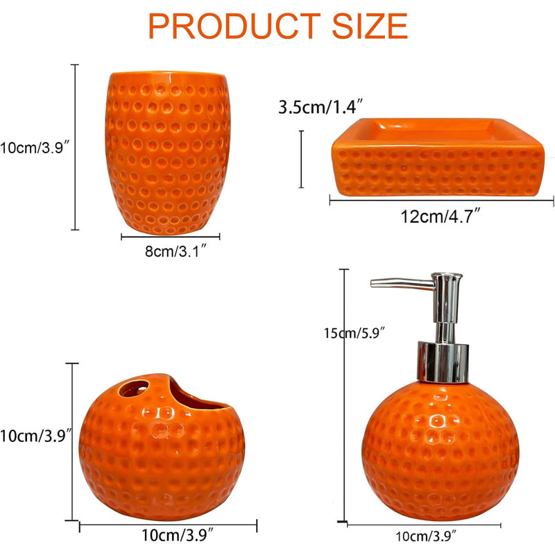 Bathroom accessory set in orange