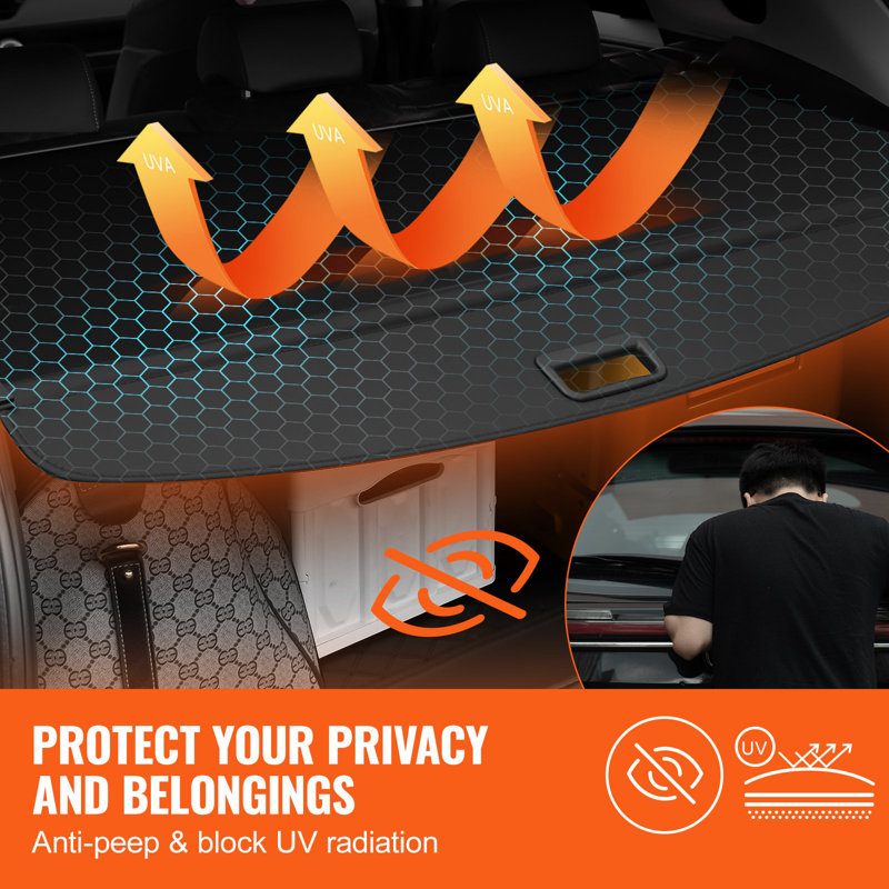 Retractable Cargo Cover, Upgraded Waterproof Trunk Cover Security Shield Shade For Jeep Grand Cherokee 2 Row 2022-2025 5-Seater, UV Proof Rear Trunk Cover Aluminum Alloy And PVC Leather Texture