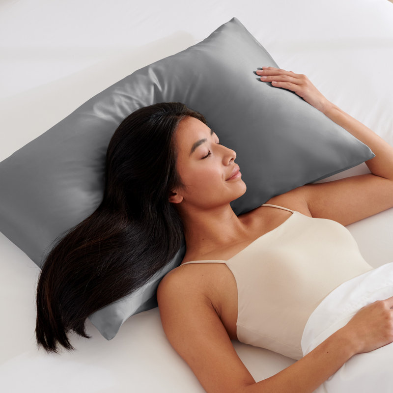 Mulberry Silk Sateen Pillowcase, Queen Pillowcase, Gray