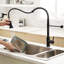 Robinet d'évier de cuisine noir avec robinet rétractable, en acier inoxydable, multifonctionnel et design, avec fonction de pulvérisation, fabrication-1325276938