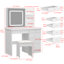 100cm Wide Dressing Table with 3-Colour LED Mirror & 5 Drawers - Compact Vanity with Stool-1014003193