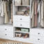 Système d'organisation l 70,86 po avec tringle suspendue et 6 tiroirs en bois, tablettes de rangement réglables pour la chambre à coucher, garde-robe blanc