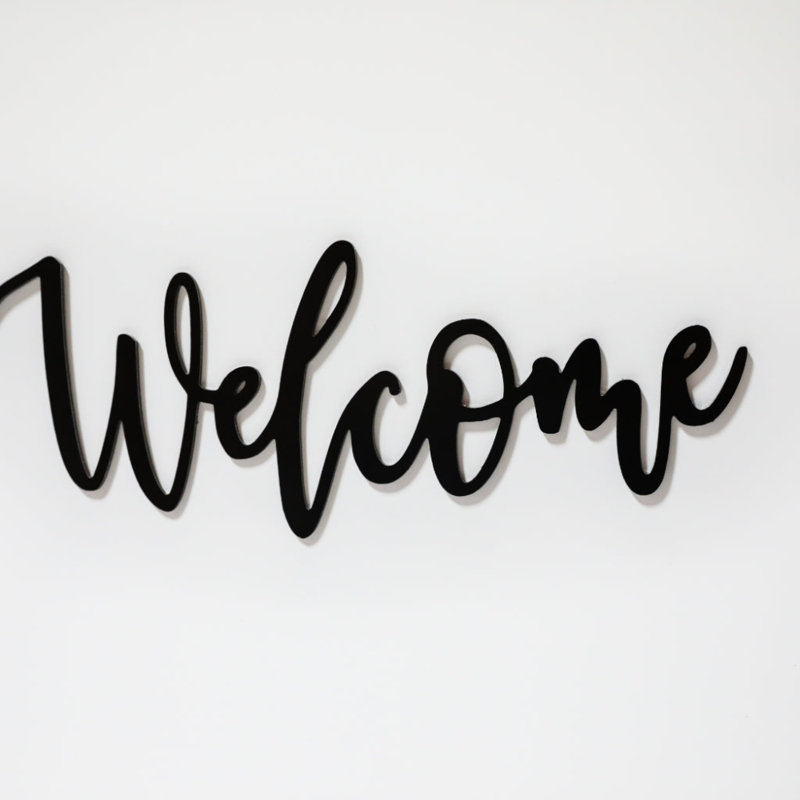 Art mural en métal Welcome Home, Noir