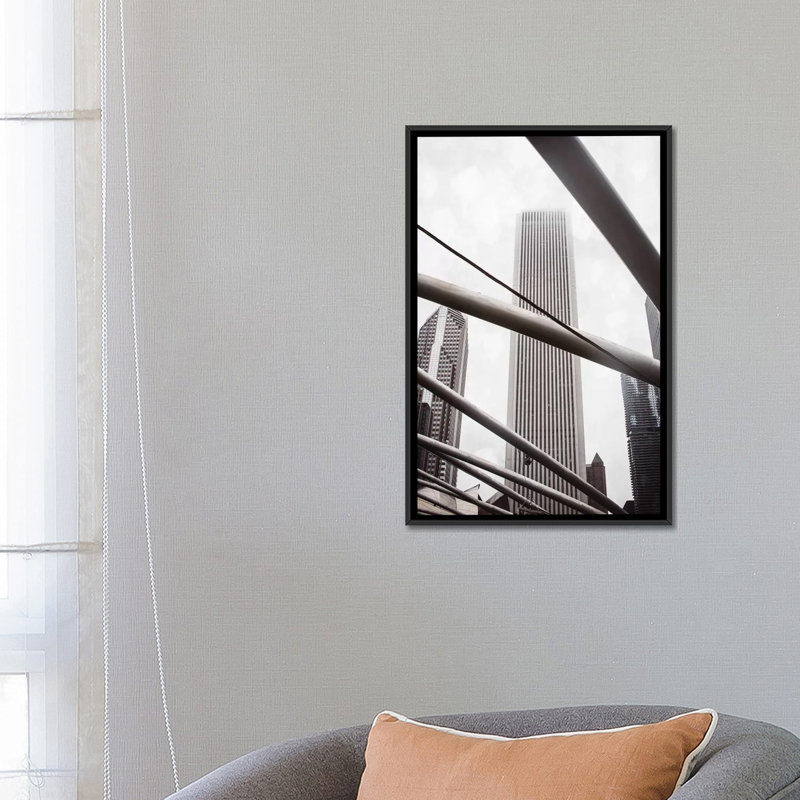 «Chicago Monotone III», impression sur toile, H 26 po x l 18 po x P 1,5 po, Toile avec cadre noir