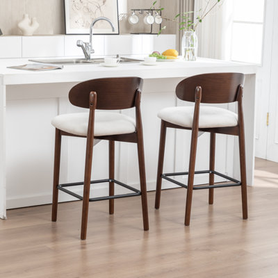 Wooden arc-shaped soft-panel bar stool
