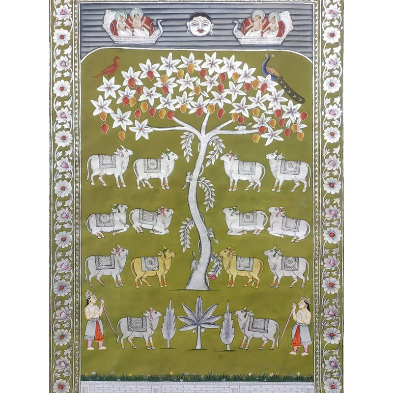 Gopashtami | Festival des vaches, peinture de Pichhwai | Par Dheeraj Munot