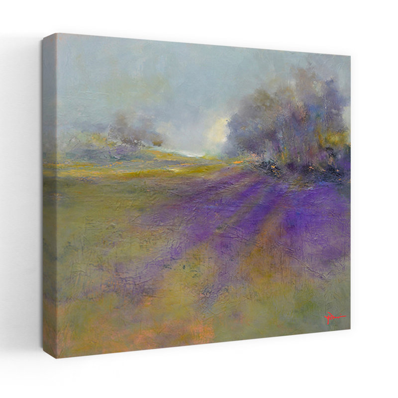 Vieux paysage de rodéo abstrait, art contemporain de paysage floral, H 32 po x l 32 po