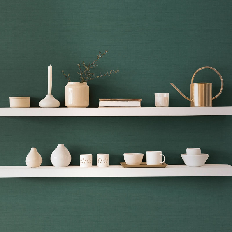 Havana 2 Collection Plain Texture Wallpaper Roll, Emerald Green