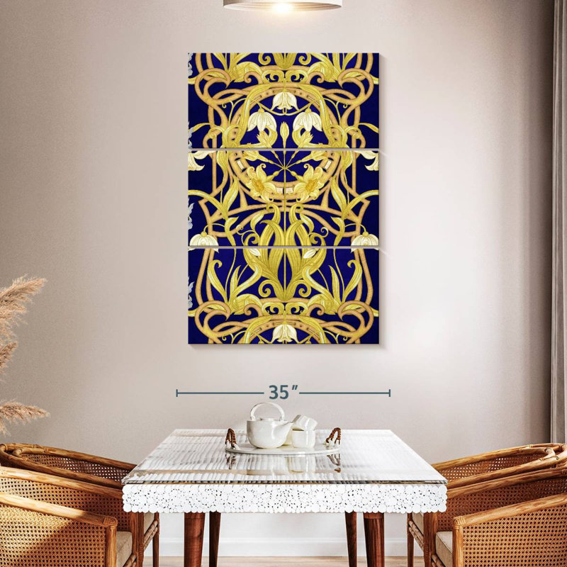 Kerner Retro Golden Flowers, 50" H x 32" W