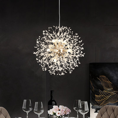 Lustre sphérique en cristal 12 lumières pour salle à manger Ambera