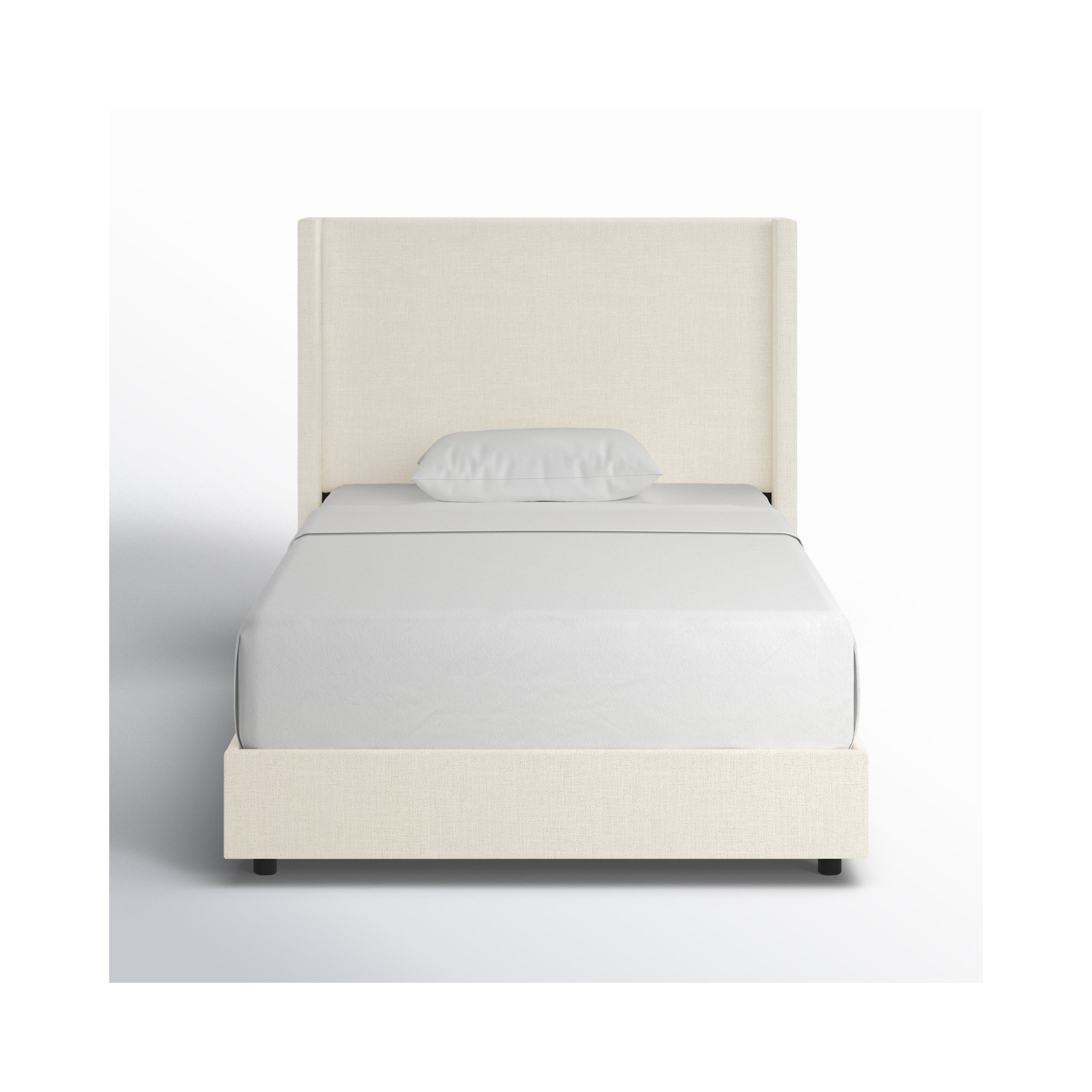 Hanson Upholstered Wingback Bed, Classic Talc Linen, Twin