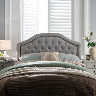Tufted Upholstered Headboard Queen Size, Solid Wood Head Board with Durable Metal Legs, Adjustable Height Queen headboard with Nailhead Trim in Bedroom