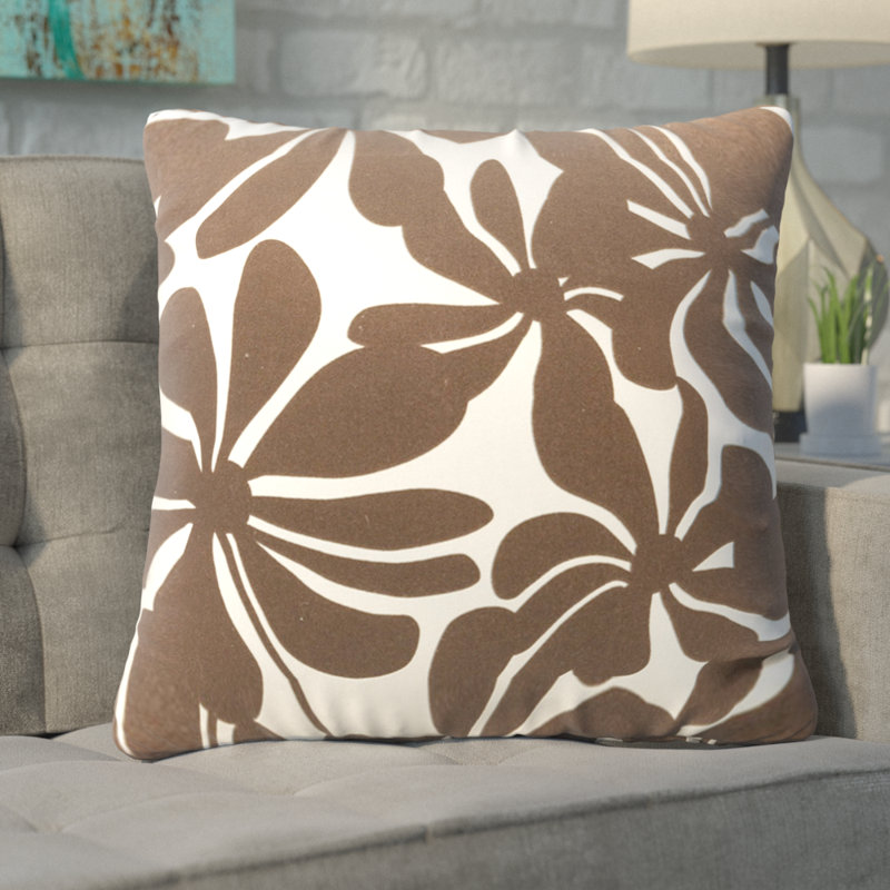 Plantation Floral Outdoor Reversible Throw Pillow, Chocolate Floral, Navy Blue