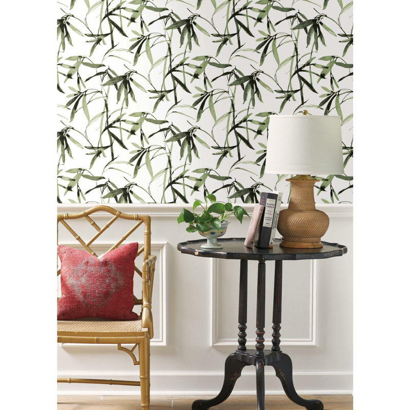 Rouleau de papier peint bambou L 27 pi x l 27 po, Vert / noir